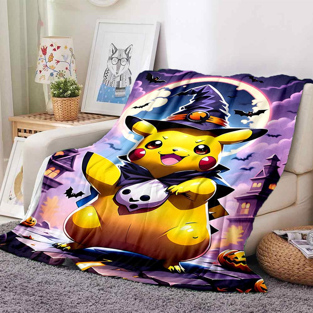1pc Halloween Pikachu Blanket Soft All Season Throw with Vibrant Design, Perfect for Home, Travel, and Gifts, Ideal for Naps and Camping