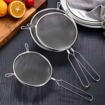 Stainless Steel Flour Filter Screen Handle Double Ear Screen Fine Mesh Strainer Cooking Spoon Soybean Milk Snack French Fries