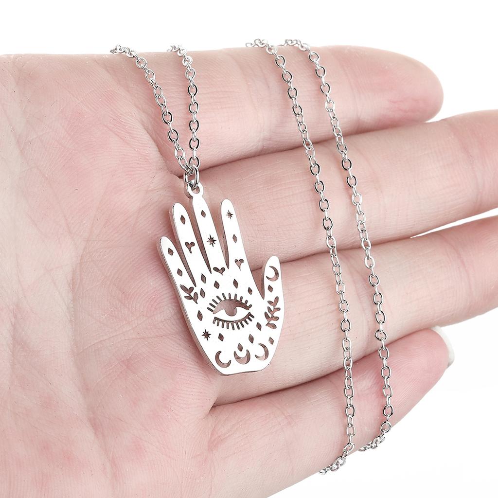 Kinitial Janeiro Stainless Steel Third Eye Jewelry, Hand Evil Eye Jewelry Pendant, Palmistry Jewelry Necklace Pendant Wholesale