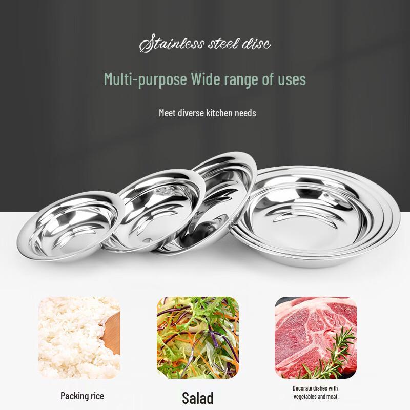 ZISIZ 201 Stainless Steel Shallow Round Dish Plates