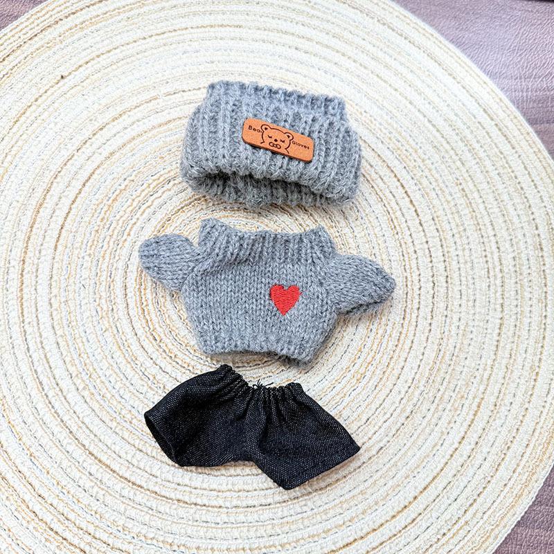 Kleidung für 17cm Labubu Sitzpuppe Designer-Outfit Party Weihnachtsbekleidung Pullover Hüte Taschen Hosen Puppenzubehör für Geschenke