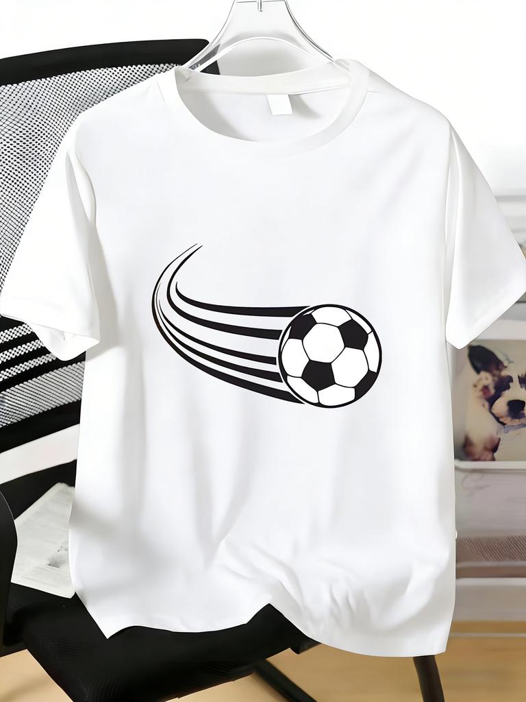 Unisexs Tee Dynamic Speed Line Soccer Ball Graphic Print Cotton Short Sleeve Male Casual Streetwear Outdoor Daily Basic Fashion Top