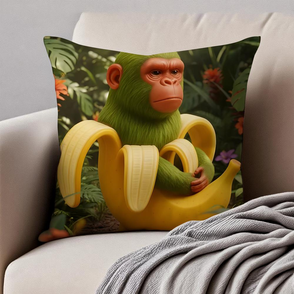Funny Italian Brainrot Create Animals Cushion Cover Pillowcase Antidustmite Invisible Zipper Short Plush Sofa Cushion
