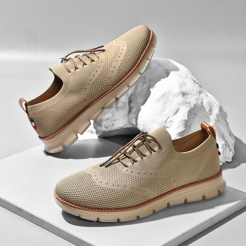 British Style Men'S Shoes Summer Breathable Sports Shoes Fly-Woven Mesh Shoes Men'S Normal Size 40-50