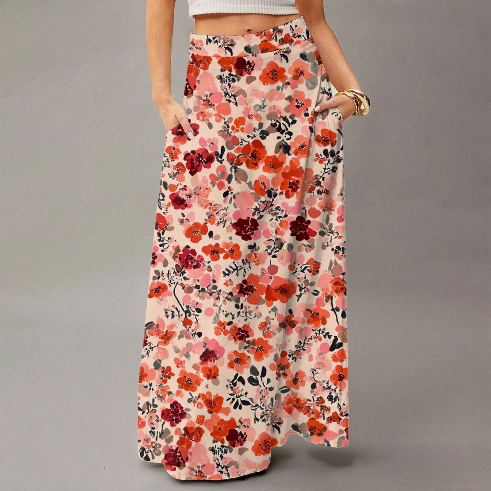 

Женское летящее платье макси обычное повседневное летнее с цветочным принтом в богемном стиле юбка L