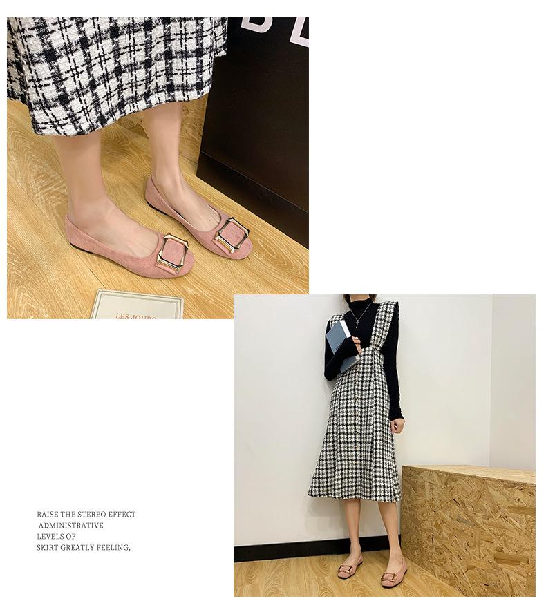 Plus Size Women's Square Toe Loafers with Buckle - Casual Flat Shoes for Spring & Autumn, Size 43