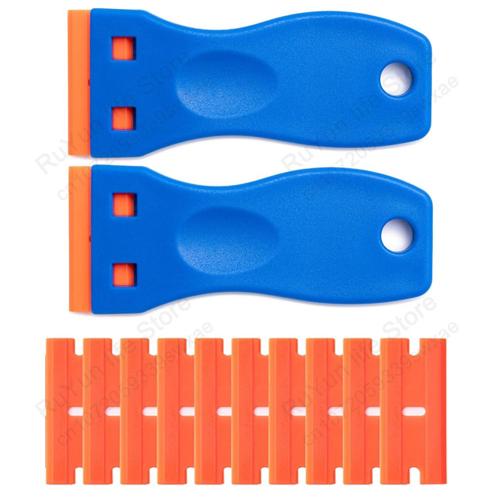 

Пластиковый скребок для удаления наклеек с лезвиями, инструмент для очистки с 10 лезвиями, лопата для удаления царапин, наклейки на автомобильные стекла