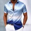 Men's Gradient Color Shirt Satin Shirt Dress Shirt Short Sleeve Fashion Casual Daily Vacation Summer Spring Turndown Collared Shirts