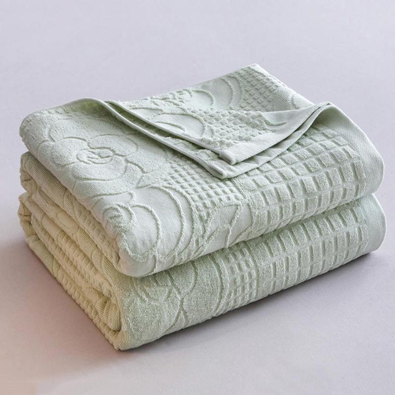 Rose Jacquard Cotton Terry Blankets For Beds Vintage Towel Quilt Blanket Breath Bed Sheet Bedspread Sofa Cover Throw Blankets
