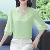 Women's Summer Shirt Style Inner Korean Fashion Western Style Design Sense Three-quarter Sleeve Chiffon Temperament Small Top