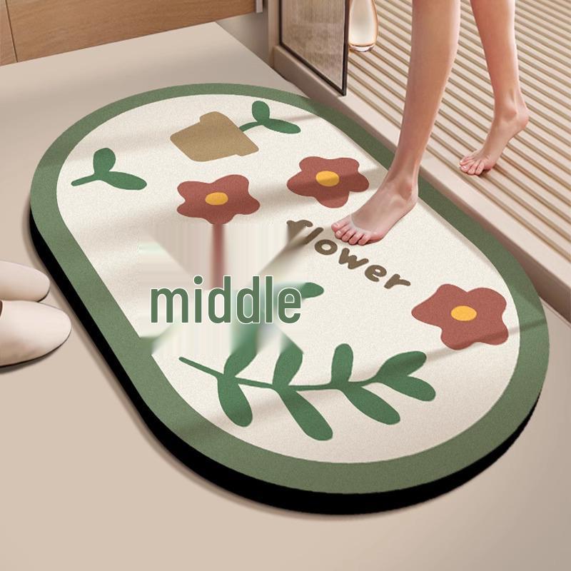 Anti-Slip Diatom Mud Bathroom Mat: Water-Absorbent, Stain-Resistant, Easy-Clean Floor Mat for Toilet Entrance