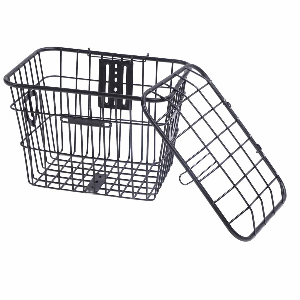 Electric Bike Basket Metal Bike Rear Storage Basket Large Capacity Cycling Basket with Lid for Bags Food Vegetable