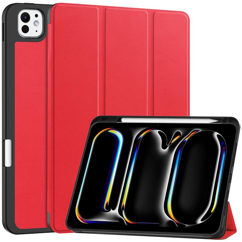 For iPad Pro 2024 Case 11 Inch 5th Gen Tri-fold Leather Painted Stand Smart Case For Funda iPad Pro 11 2024 Case with Pen Holder