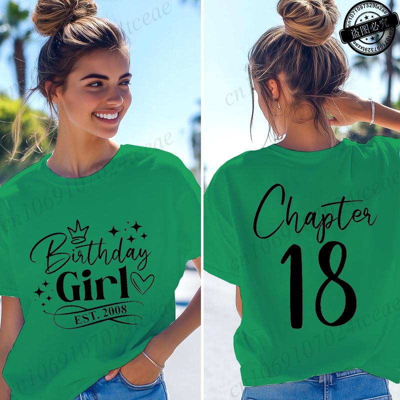 Ragazza del Compleanno Nata nel 2008 Magliette da Donna Regali Divertenti per Ragazze T-shirt Capitolo 18 Ragazza del 18° Compleanno Top Grafici Abbigliamento Femminile