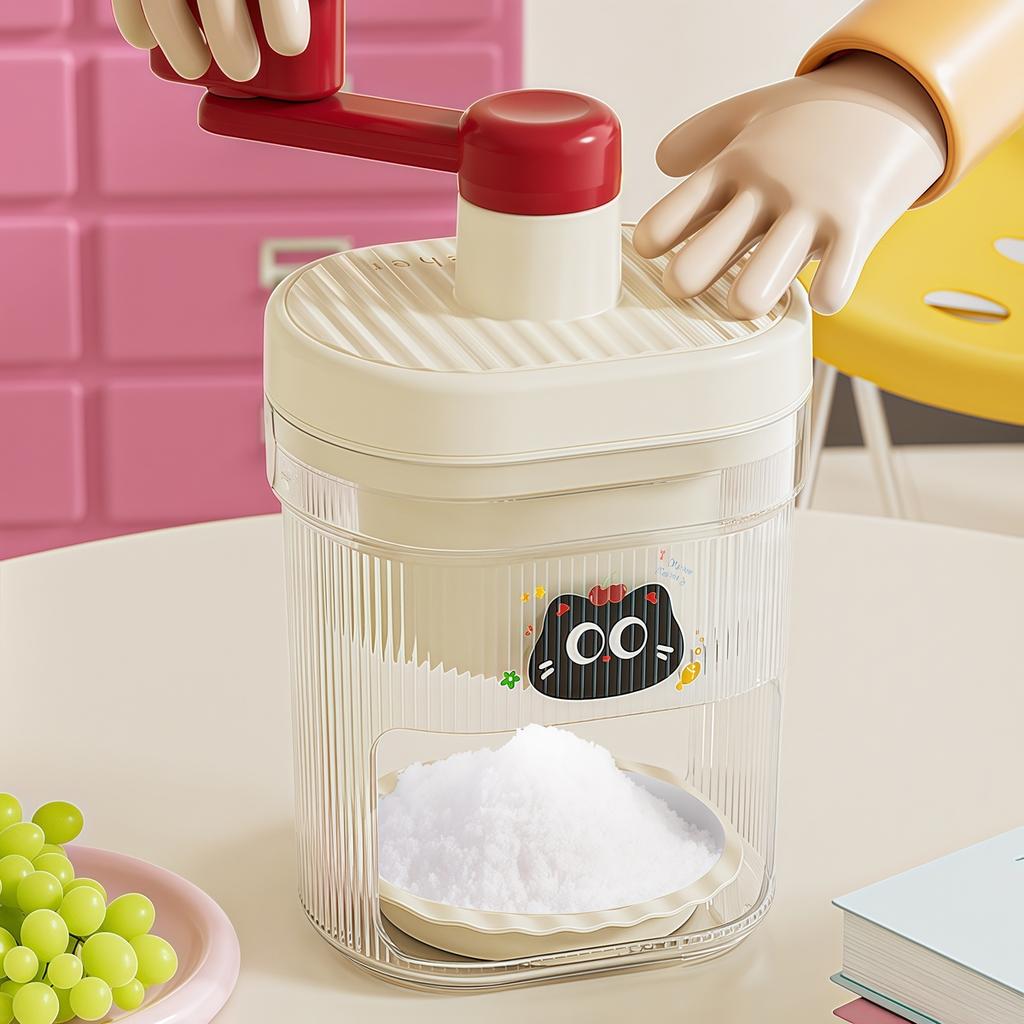 Hand-Operated Mini Durable Manual Small Shaved Ice Machine Hand Crank Ice Crusher Removable Household Ice Cream Tools