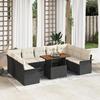 10-Piece Garden Sofa Set with Cushions Black Poly Rattan 3358112