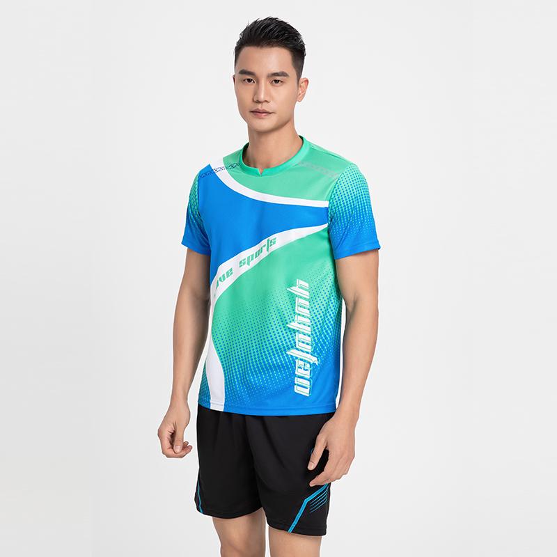 Badminton Clothes Outfit Short-Sleeved Mens and Womens Running Top Red Blue Green Table Tennis Athleticwear Quick-Drying