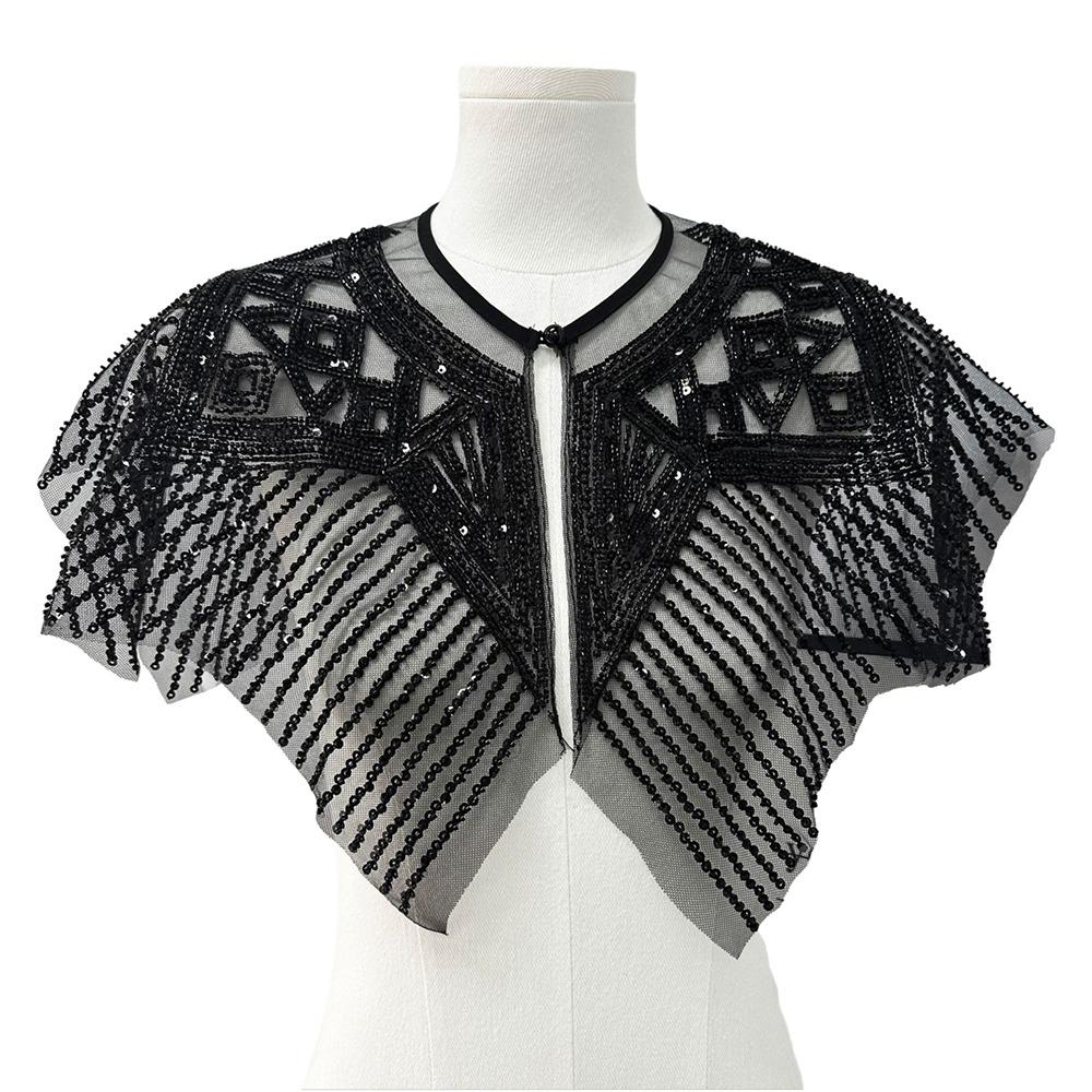 Detachable False Collar Embroidered Pattern Flapper Shawl Mesh Shawl Collar Party Occasion Style 7