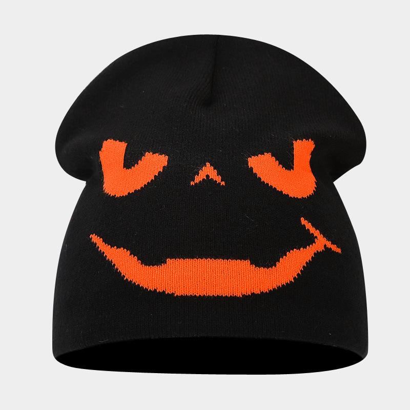 Autumn and Winter New Halloween Pumpkin Skull Jacquard Knitted Hat Festive Personality Funny Warm Wool Hat