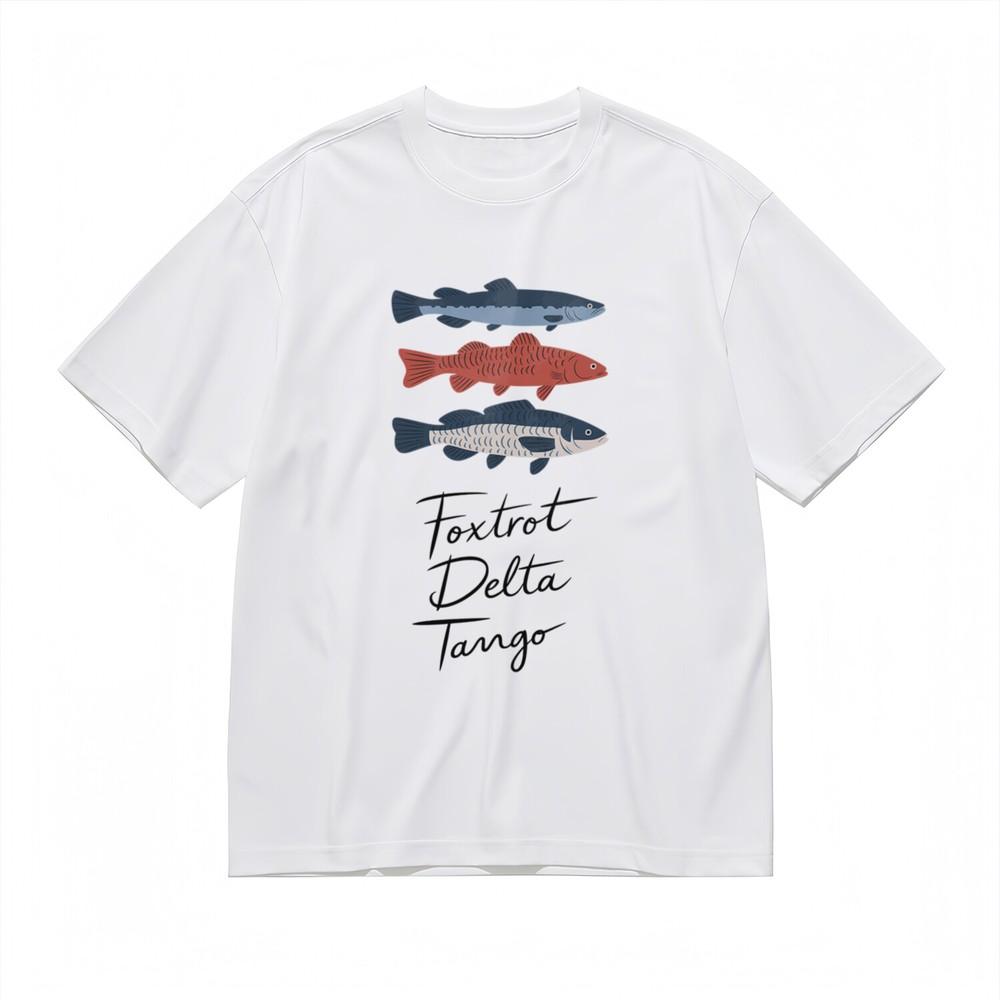 

Women s Breathable Trend Comfy Classic T-Shirt Fish Graphic Design Tee M