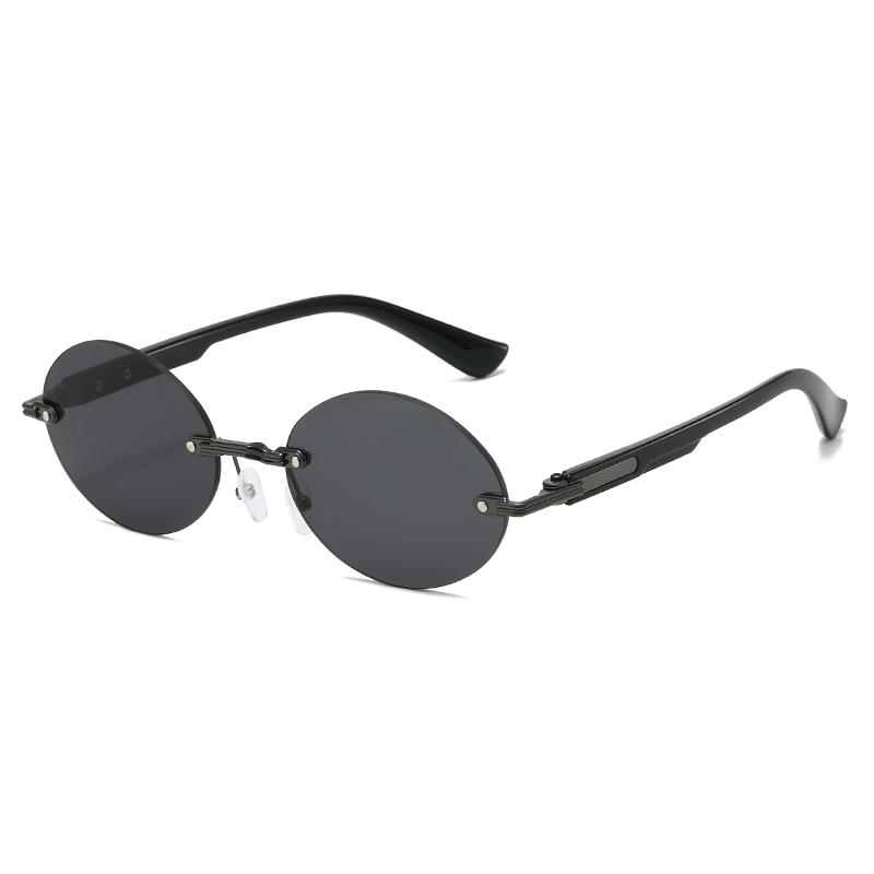 Polarized Light Glasses Retro Rimless Oval Sunglasses Women Men Luxury Brand Sun Glasses Outdoor Driving Lady Man Glasses UV400