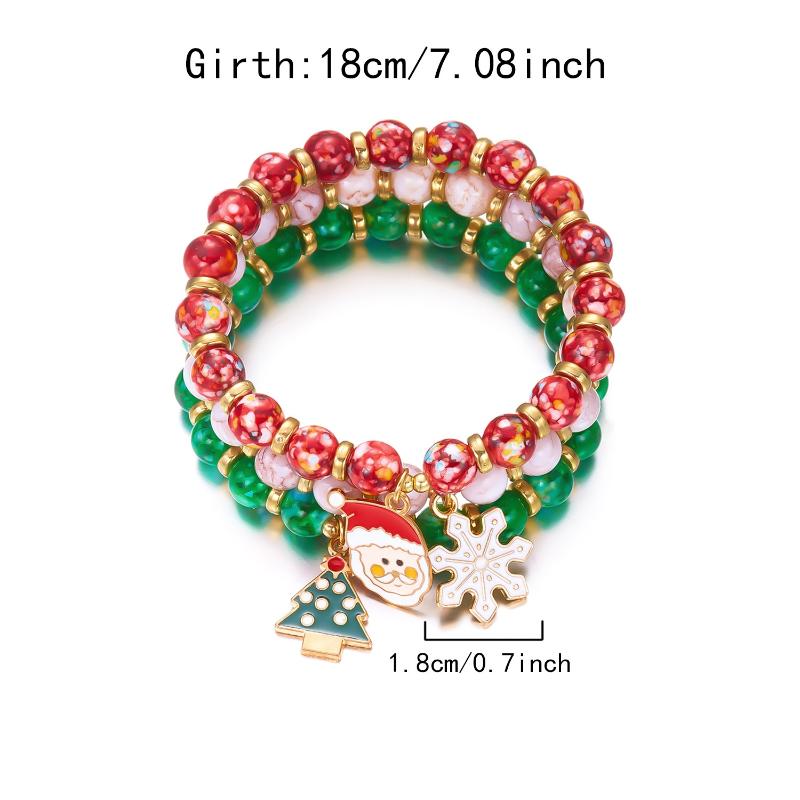 Delightful Christmas Tree Snowman Bracelet Set For Women Delicate Santa Elk Snowflake Stacking Bracelet Jewelry Accessories