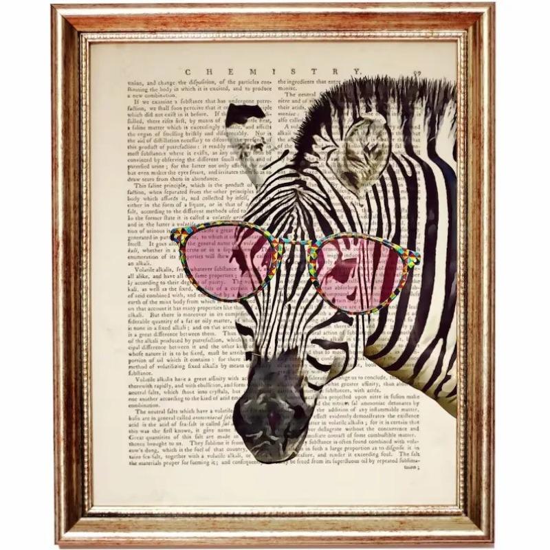 Vintage Funny Animals In Newspaper Art Poster Canvas Painting Puppy Pet Cat Horse Wall Art Pictures Gift Home Decor