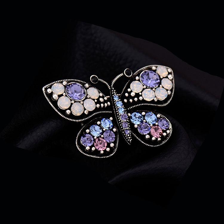 

Классический роскошный хрустальный брошь-бабочка, модный винтажный нейтральный повседневный костюм с насекомыми и стразами фиолетовый