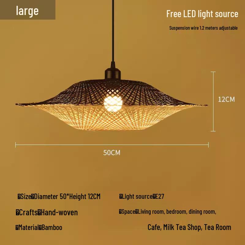 A8L Bamboo Pendant Lamp: New Chinese Zen Style, Rattan Woven Design, Ideal for Tea Rooms, Dining Areas & Teahouses with Japanese Antique Touch.