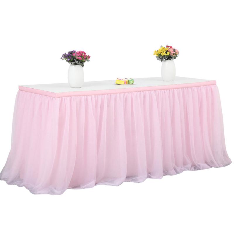 Tulle Table Skirt, 3-layer Table Cloth with Chiffon Lining, Wedding Table Decoration Tableware for