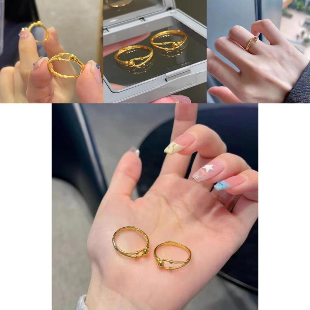 Chic Adjustable Interlocking Ring For Women In Vietnamese Gold Plated Design