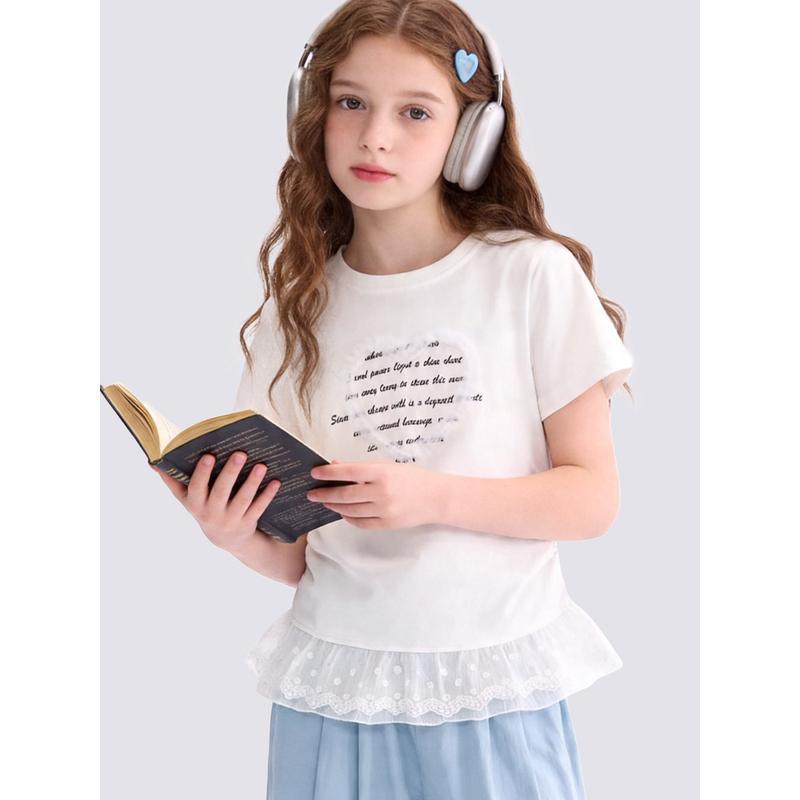 Girls' 2026 Summer Short-Sleeve T-Shirt - Fashionable, Stylish & Lightweight Top for Big Kids & Teens