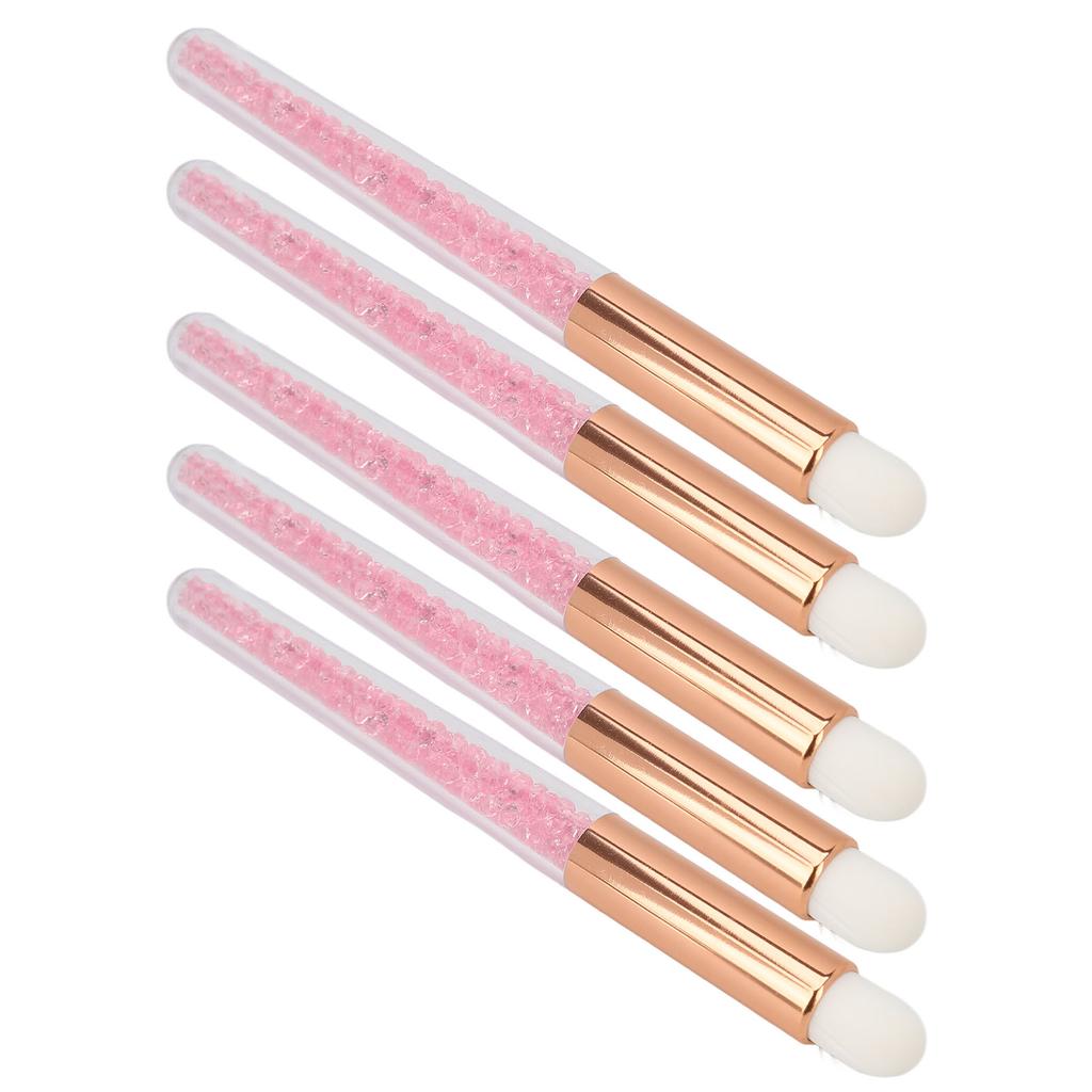 5pcs Glitter Crystal Lip Brush Round Head Portable Fiber Wool Lash Brush for Makeup