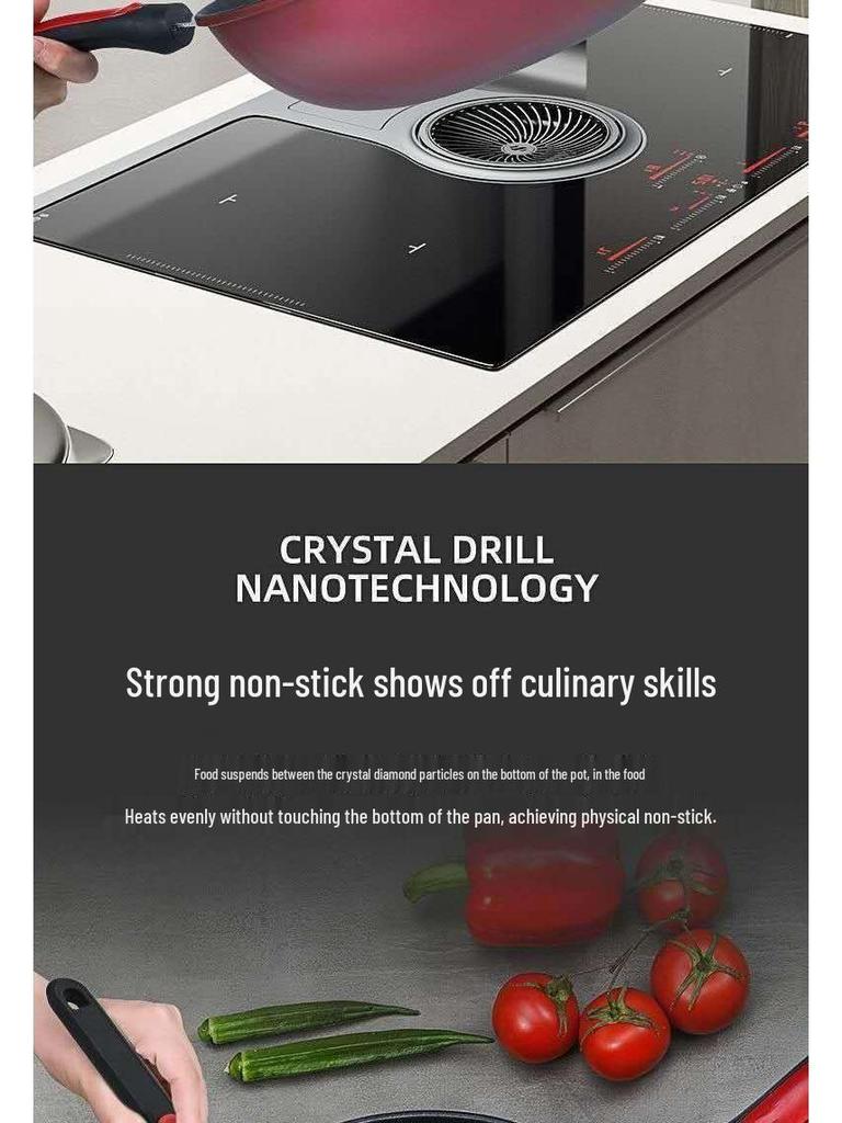 German Crystal Non-Stick Oilless Wok: Smoke-Free Flat Bottom Stir-Fry Pan for Induction & Gas Stoves.