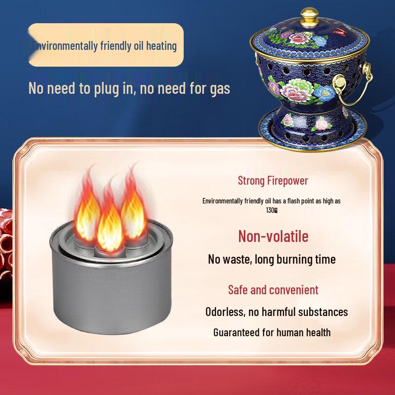 Cloisonne Copper Mini Hot Pot with Alcohol Stove