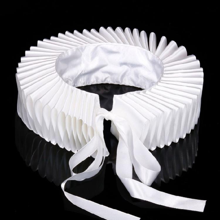 Renaissances Webbing Ruffled Choker Necklace Clown False Collar and Cuffs Set for Theatrical Props and Cosplay Costume