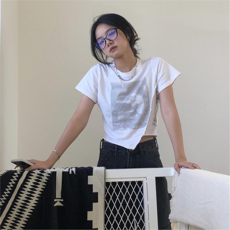 

Women s 2024 Chic White Short Sleeve T-Shirt - Trendy Summer Style XL