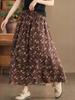 Women Vintage Print Floral Skirts Elastic Waist Casual Cloths Spring Soft Women A-Line Skirts