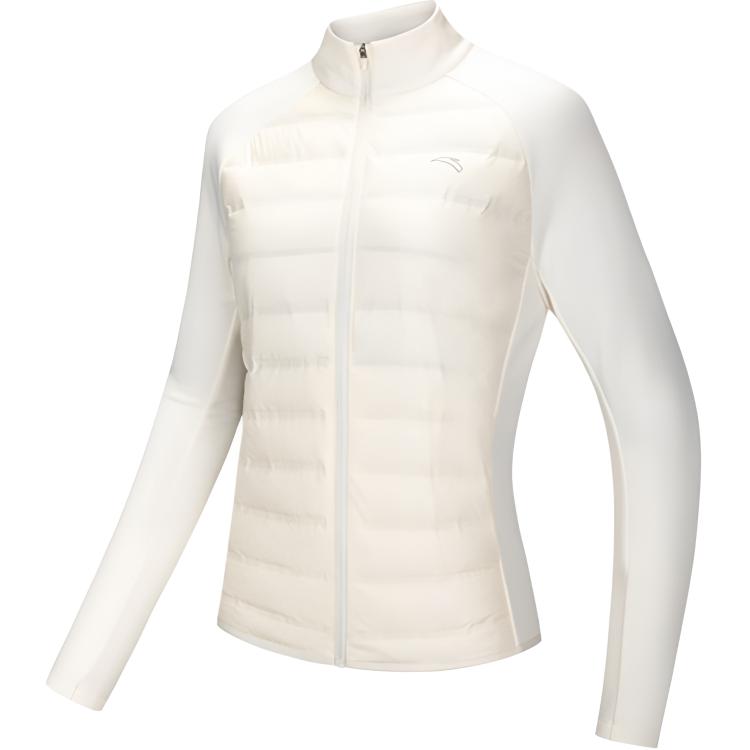 

Anta Running Series Solid Color Zip Stand Collar Slim Lightweight Down Jacket Women Jacket Vanilla Cream 962445901-2 L