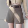Black High-Waist A-Line Bootcut Suit Shorts for Women - Autumn/Winter Korean Style Casual Pants
