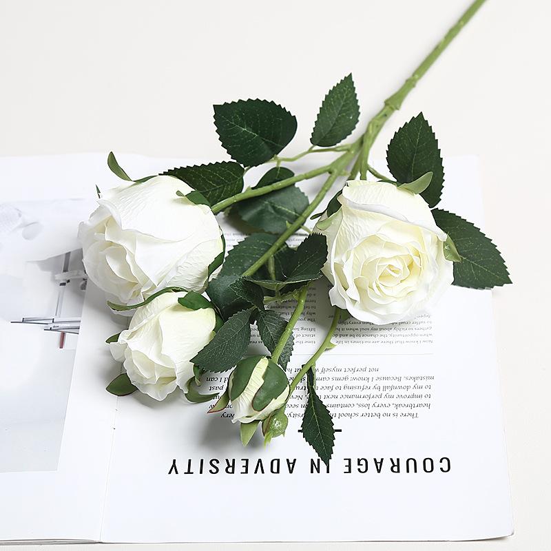 4 Head Simulated Roses Birthday Valentine's Day Wedding Home Fake Bouquet Silk Flower Decoration Floral Arrangement Flower Wall