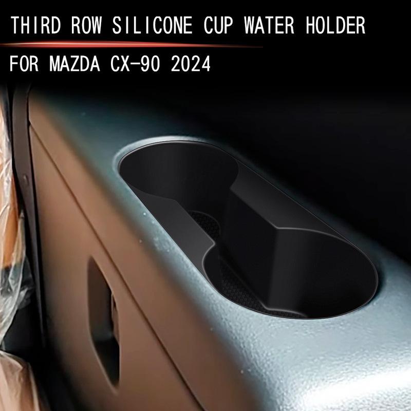 For Mazda CX90 CX-90 2024 2025 Silicone Rubber Car 3rd Row Water Cup Holder Box Cup Hook Interior Accessories