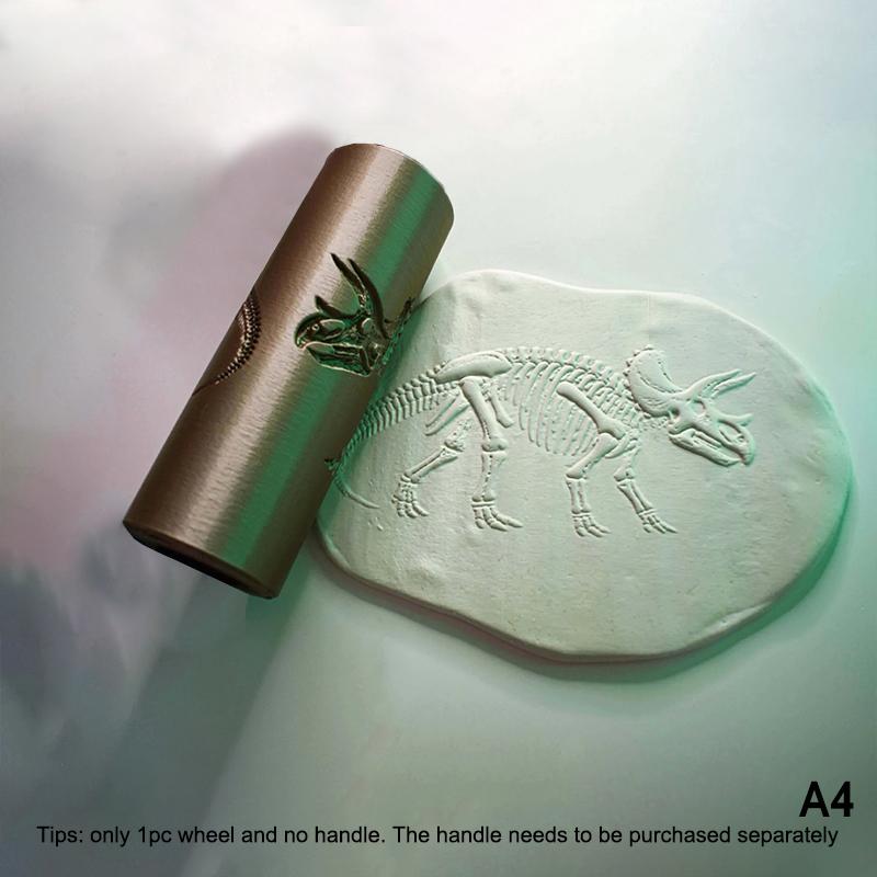 [Y]Big Size Texture Rollers Fossil Skeletons Design Retro Embossing Roller For Soft Clay, Ultra-Light Clay, Pottery DIY Crafts
