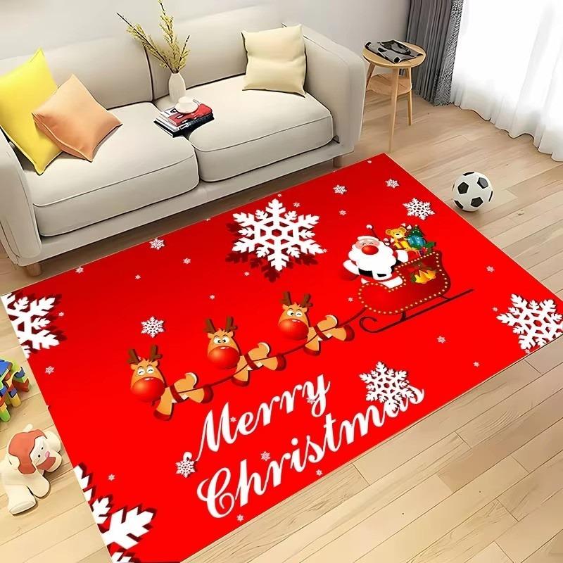 3D HD Printing Warm Christmas Carpet Living Room Rugs Bedroom Sofa Doormat Decor Mat Kid Non-slip Floor Alfombra New Year Gifts