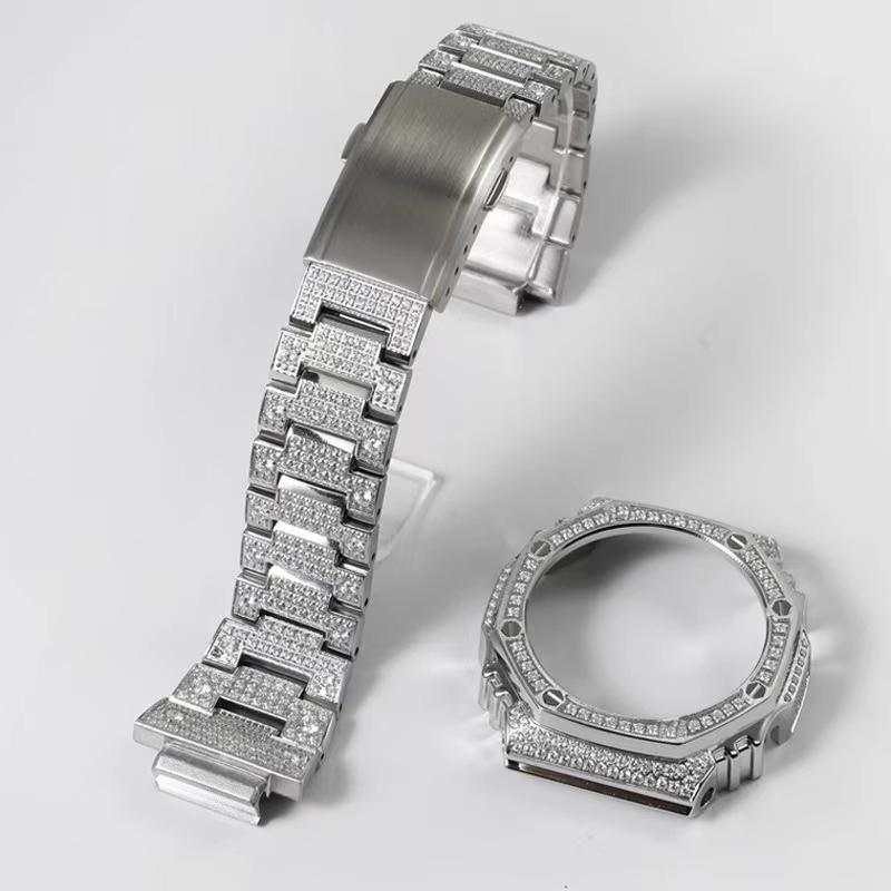 GA2100 Mod-Kit Edelstahlgehäuse Armband Für Casio G-SHOCK GA-2100/2110 GAB2100 Retro Relief Metallgehäuse Armband Zubehör