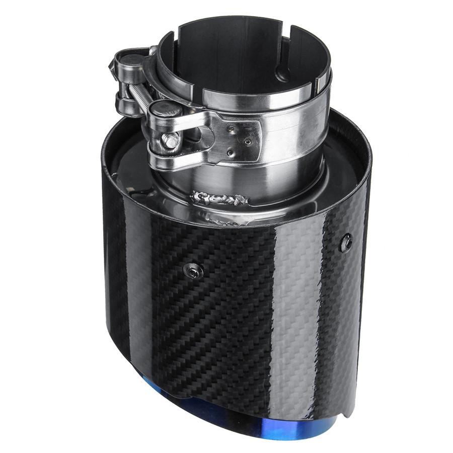63mm-89mm Glossy Carbon Fiber Exhaust Tips Universal Car Exhaust Pipe Blue