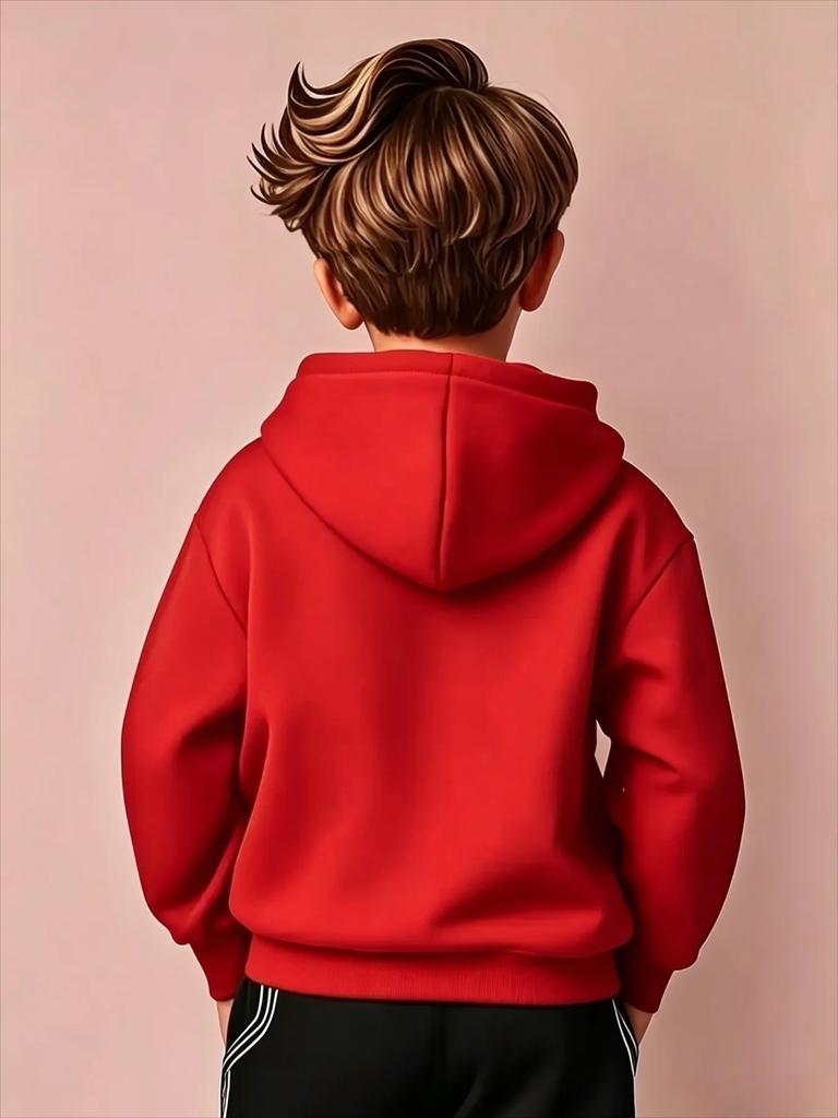 New Autumn/Winter Christmas Boys' Rainbow Pattern Cartoon Hoodie "SIX SEVEN 67" - Trendy Streetwear