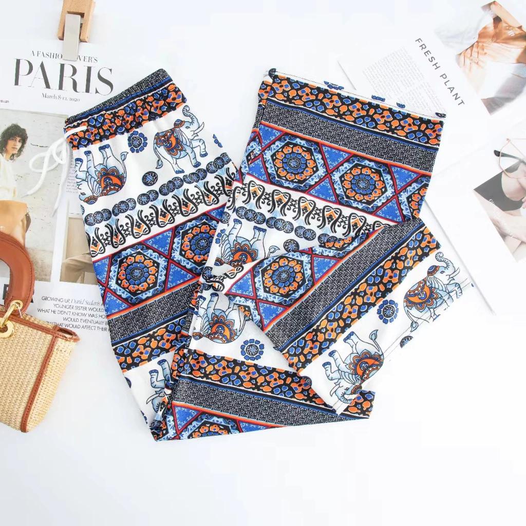 Long Elephant Pants Adjustable Elastic Waist Rope Loose Legs Women Men Unisex Print Thailand Casual Streetwear Beach Bohemian Retro Vintage