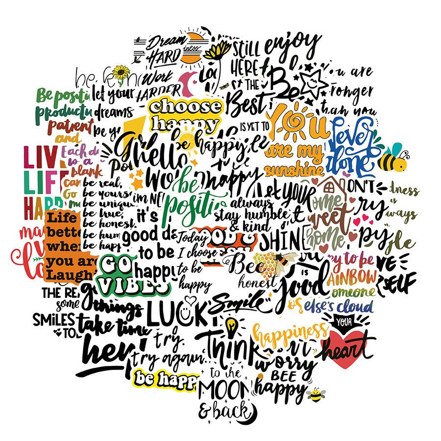 50 Inspirational Copybook Paper Diy Suitcase Sticker English Cartoon, Creative Graffiti Sticker