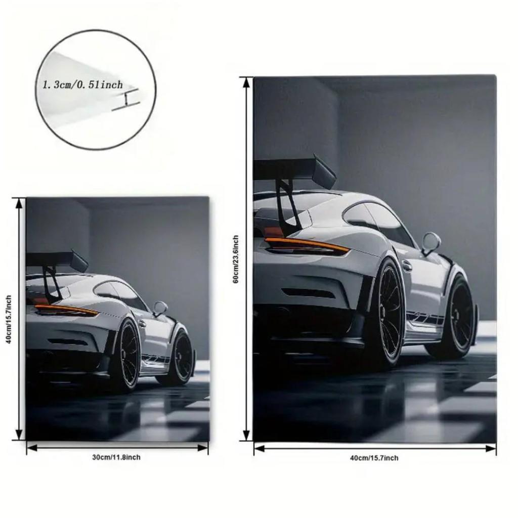 Modern Sports Car Racing Canvas with Pine Wood Frame